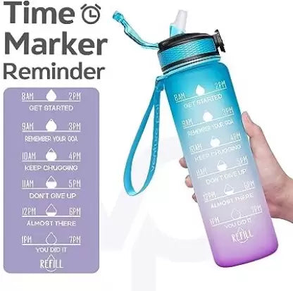 kayru Motivational Bottles Tritan BPA Free for Fitness Gym Outdoor Sports 1000 ml Water Bottle  (Set of 1, Multicolor)