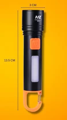 MZ M985 (ZOOMABLE LED Metal Torch) 4 Modes 50W Flashlight + 36W COB Light Torch (13.5 cm, Rechargeable)