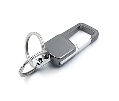 Stylish Hook Locking Silver Metal Carabiner Double Ring Hook Metal Key Chain for Men & Women