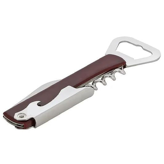 3 in 1 Bottle Opener Two-Step Corkscrew Wine Opener with Built-in Foil Cutter and Bottle Opener, Wine Waiter Corkscrew, 1 Piece, Multicolor