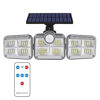 Solar Powered Outdoor Waterproof LED Wall Light with Motion Sensor Remote Control ABS Plastic