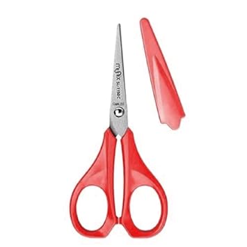 SL-1150C 128 mm / 5" Stainless Steel Scissors | Pointed Tip with Shock Proof Body | Ergonomic & Soft Handles for Easy Handling | Red, Pack of 2 - Color May Vary