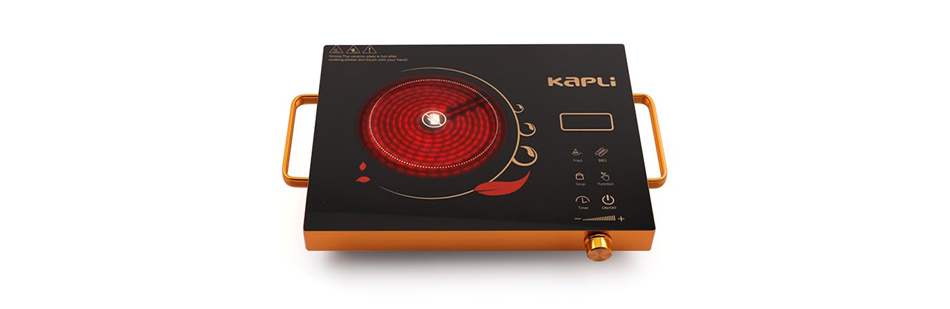 Infrared Cooktop Touch Panel | Energy Efficient, Safety Auto-Off & Overheat Protection | Compatible With All Utensils + Free Ss Bbq Grill, Black,