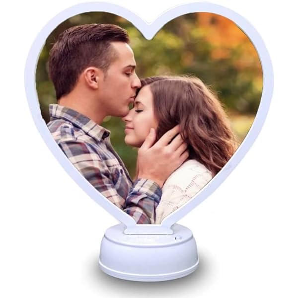 Photo Frame/Heart Shape Photo Frame/Magic Mirror Photo Frame/Photo from with LED Lights/Pack of 1