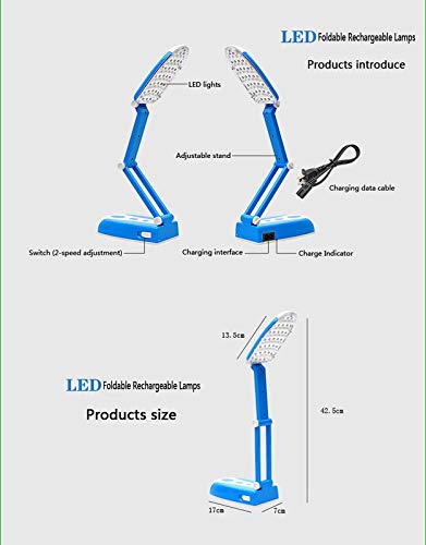 Table lamp LED Light Rechargeable with 2-Brightness Level for Student Reading Light/for Study with Emergency Portable USB Light