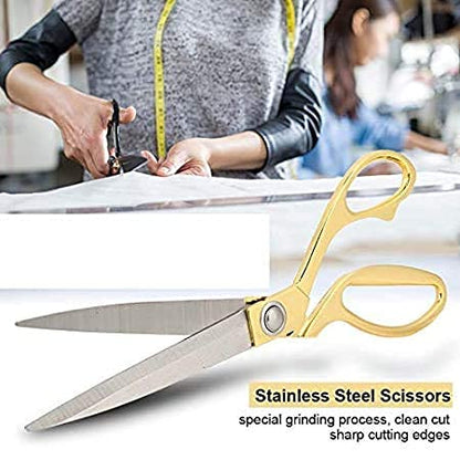 Tailoring Gold Sharp Stainless Steel Blade Fabric Cutting Scissors 10.5 Inch (K 38)