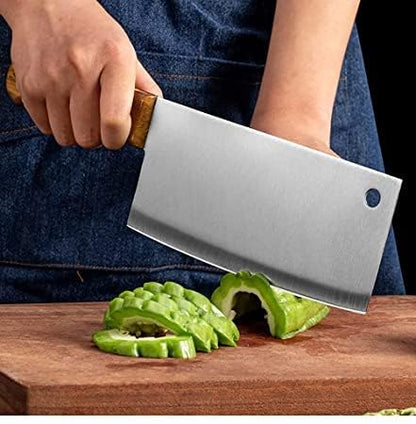 Steel Knives Professional Kitchen Knives Meat Vegetable Slicer Chopping Knife Full Tang Handle for Home and Restaurant (Knife_I_Big)