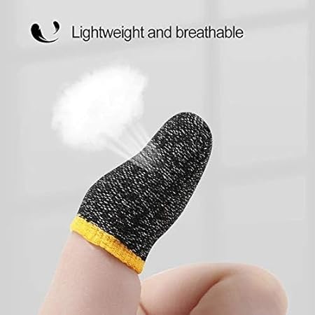 (12 Pieces) Thumb & Finger Sleeve for Mobile Gaming with Super Conductive Fiber Fabric, Anti-Sweat and Breathable, for PUBG, Garena Fre Firi, COD Mobile, Asphalt etc (6 Pair)