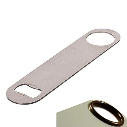 Premium Bottle Opener, 7 Inch Heavy Duty 2 mm Thick Stainless Steel Bar Blade, Speed Opener, Beer Bottle Opener, Opener for Kitchen, Bar or Restaurant, Free Spinner Ring: 1 Pc.