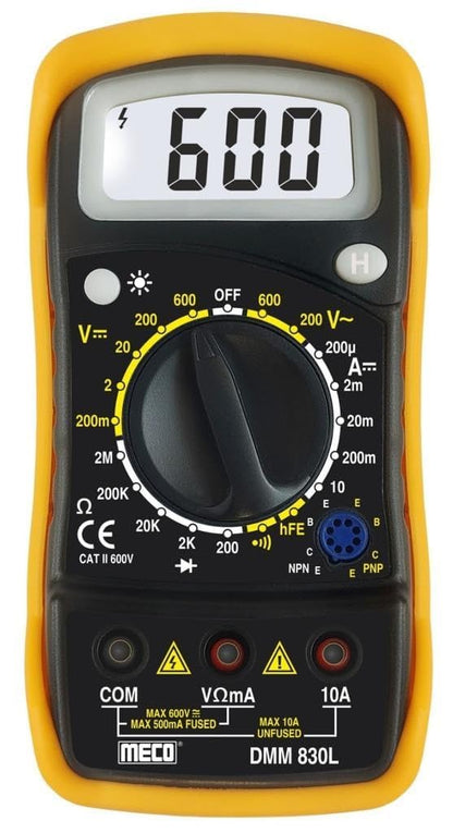 DMM-830L 3½ Digits 2000 Counts AC Voltage,DC Voltage,DC Current (1 Year Warranty) Digital Multimeter (Yellow, Black 2000 Counts)