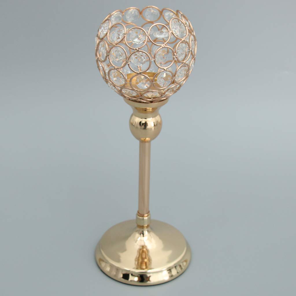 Crystal Globe Pillar Wedding Centerpiece Votive Candle Holder Lamp-Gold