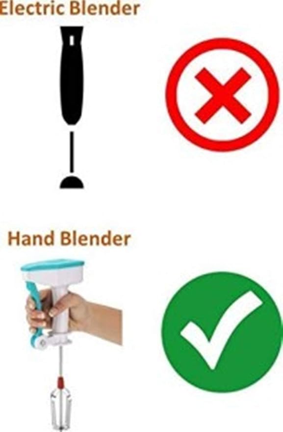 Nissi Manual Hand Press Blender- Powerless Hand Blender Press and Relax Handle for Performance with SS Blade Hand Blender/Beater/Mixer for Coffee, Cream, Egg,Milkshake, Lassi etc