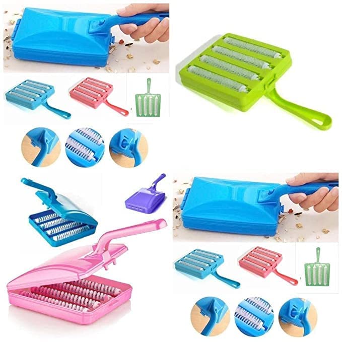 Nissi Plastic Cleaning Tools & Accessories Handheld 4Roller Carpet Roller Brush & Dust Crumb Collector for Car Seats,Table Linen,Sofas Household Tool Floor Tablecloth Pet Hair Dedusting Curtains