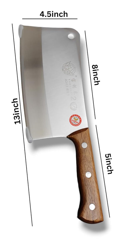 Japanese Chef's Knife with Chopper Wood Handle, Stainless Steel Blade, (Big Size)