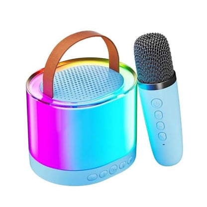 Karaoke Machine for Kids Adults, Mini Portable Blue-Tooth Karaoke Speaker with Wireless Microphone and Dynamic Lights Birthday Gift Home KTV Outdoor Travel