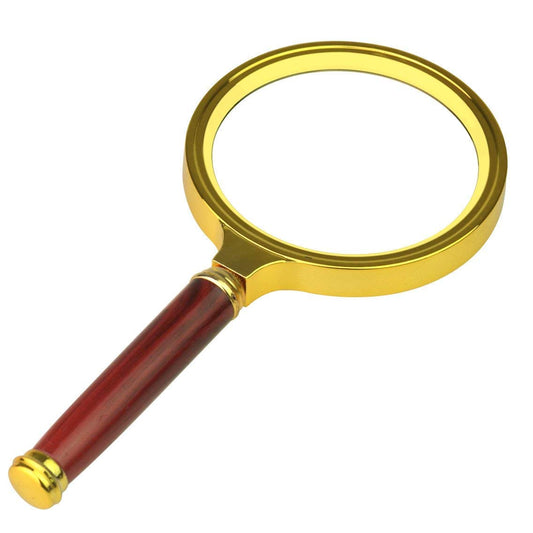 Double Glass 3X High Power Antique Handheld Magnifier Magnifying Glass for Reading, Soldering, jewelries, maps, Great for Gifting (3X, 80MM, Gold + Red)