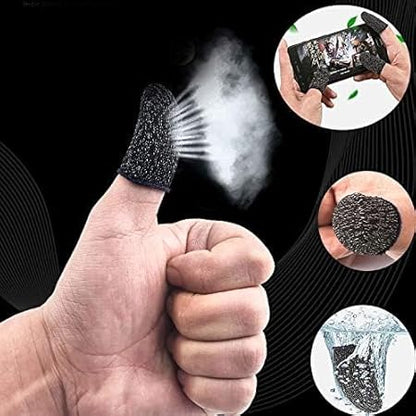 (12 Pieces) Thumb & Finger Sleeve for Mobile Gaming with Super Conductive Fiber Fabric, Anti-Sweat and Breathable, for PUBG, Garena Fre Firi, COD Mobile, Asphalt etc (6 Pair)