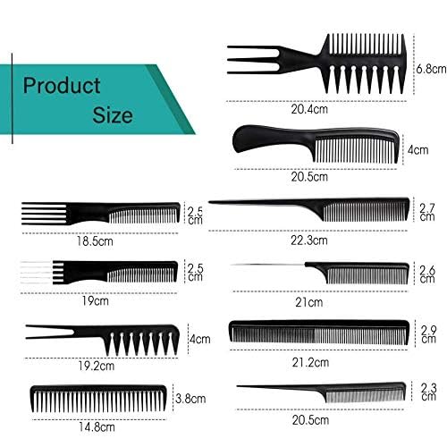 Hair Cutting and Styling Comb Kangi Salon Kit Combs Cumb Come Hair Comp - Combo Set of 10; Black (Black) (combo)