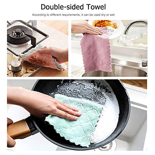 10 Pcs Small Size Kitchen Dish Cleaning Nonstick Oil Coral Velvet Microfiber Wipes Magic Oil Resistant Cleaning Cloth -10 pcs - 15cm x 27cm (15 x 27cm)