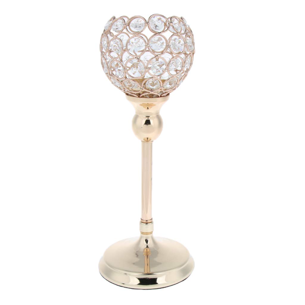 Crystal Globe Pillar Wedding Centerpiece Votive Candle Holder Lamp-Gold