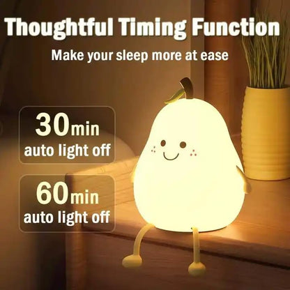 Cute Unbreakable Silicone pear lamp for Kids Bedroom Rechargeable Night Light Table lamp with Touch Gesture 7 Color Changing led lamp for Kids Room...