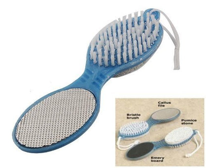 4 in 1 Foot File with Pedicure Brush Four Steps Pedicure Paddle, Foot Scrubber, Pedicure Brush,