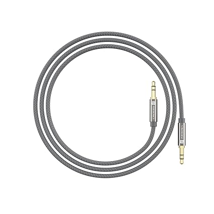 Aux 7 3.5mm Male to Male Aux Cable with 2 Meter Cable Length, 24K Gold-Plated Connectors with Strong Nylon Braided Cable(Grey)