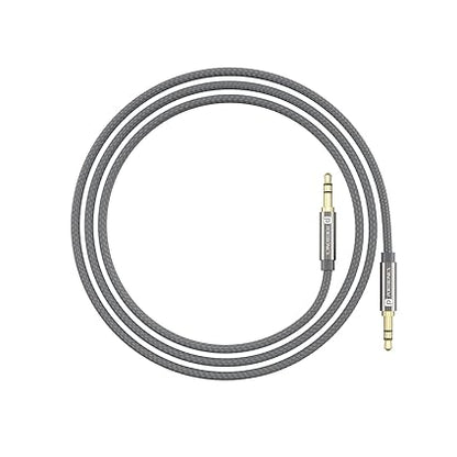 Aux 7 3.5mm Male to Male Aux Cable with 2 Meter Cable Length, 24K Gold-Plated Connectors with Strong Nylon Braided Cable(Grey)