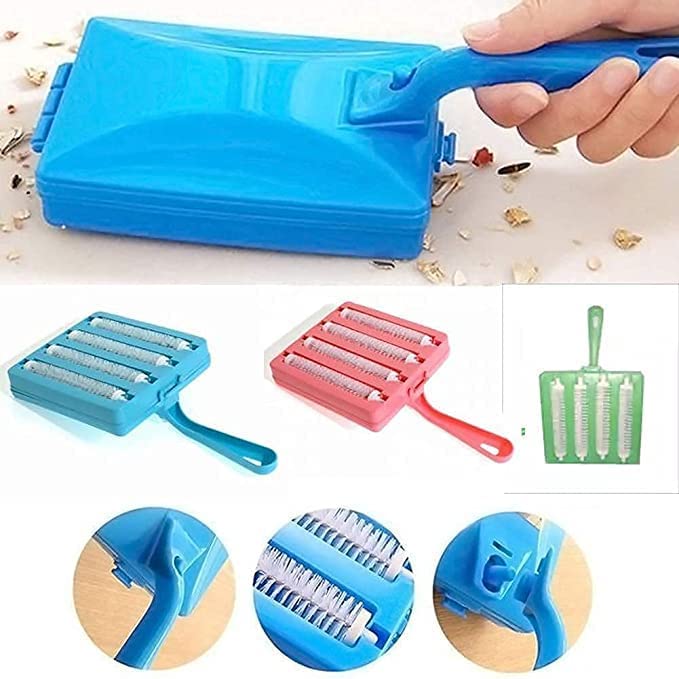 Nissi Plastic Cleaning Tools & Accessories Handheld 4Roller Carpet Roller Brush & Dust Crumb Collector for Car Seats,Table Linen,Sofas Household Tool Floor Tablecloth Pet Hair Dedusting Curtains