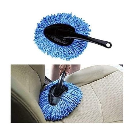 Multipurpose Mini Microfiber Duster Interior and Exterior Cleaning Duster Brush with Handle Mop Brush Ideal for Car Cleaning and Household (Black)