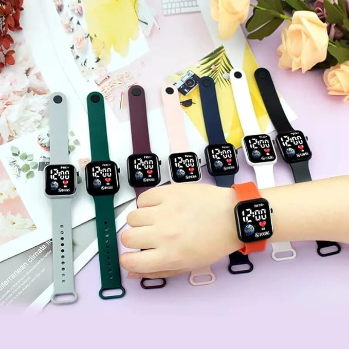 LED Display Fashionable Children Kids Digital Watches Waterproof Sports Square Electronic Led Watch for Kids, Boy & Baby Girls-Digital Watch for Kids