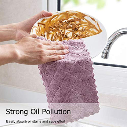 10 Pcs Small Size Kitchen Dish Cleaning Nonstick Oil Coral Velvet Microfiber Wipes Magic Oil Resistant Cleaning Cloth -10 pcs - 15cm x 27cm (15 x 27cm)