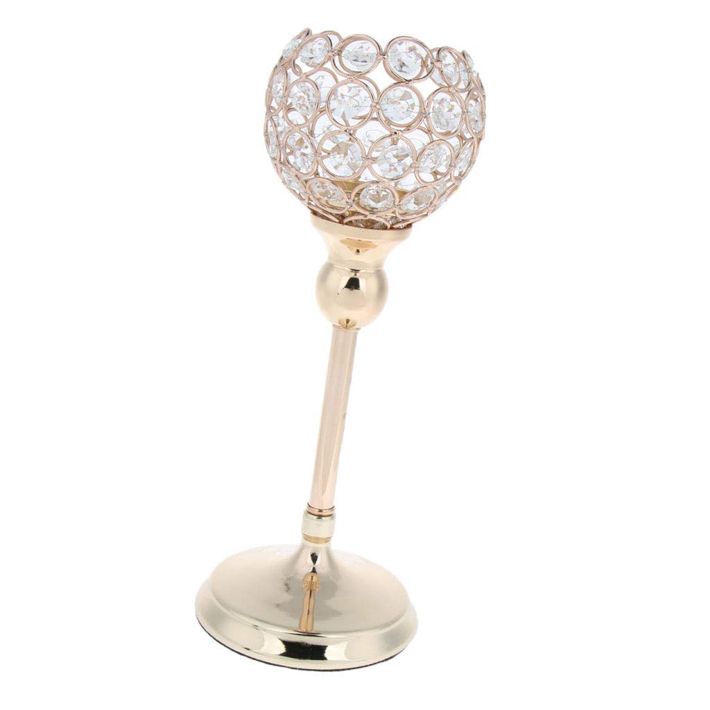 Crystal Globe Pillar Wedding Centerpiece Votive Candle Holder Lamp-Gold