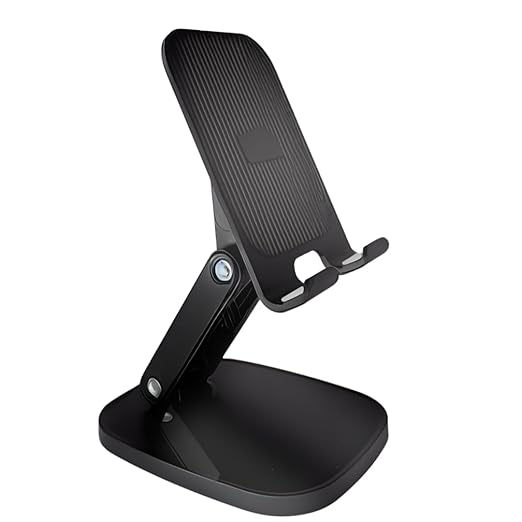 Mobile Stand Holder | Angle and Height Adjust | Heavy Duty ABS | Long Lasting Durable (Black)