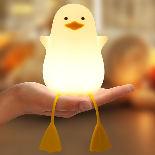 Duck Night Light, LED Squishy Duck Lamp,Cute Silicone Dimmable Nursery Nightlight,Rechargeable Bedside Touch Lamp for Breastfeeding Toddler Baby