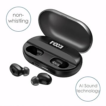 TruEars Power Series TWS Earbuds with 13mm Bass Driver, Bluetooth 5.1 and IPX-5 Resistant Support with Low Latency Wireless Connection and 60Hours Long Durable Battery Life - Black