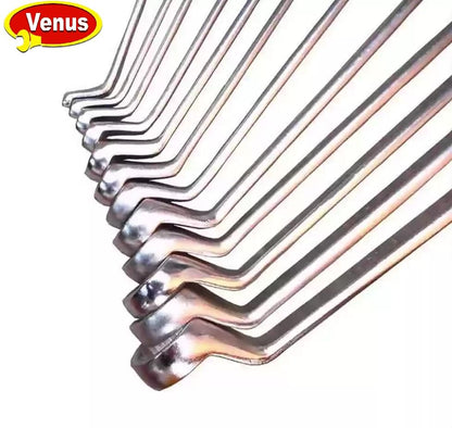 12 Chrome Vanadium Steel Shallow Offset Ring Spanner Set (Silver, 12 Pieces) l Size include 6 to 32 l