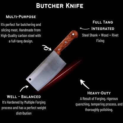 Steel Knives Professional Kitchen Knives Meat Vegetable Slicer Chopping Knife Full Tang Handle for Home and Restaurant (Knife_I_Big)