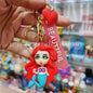 Cute Mermaid 3D Keychain With Charm .1 Piece.(Multi Colour)