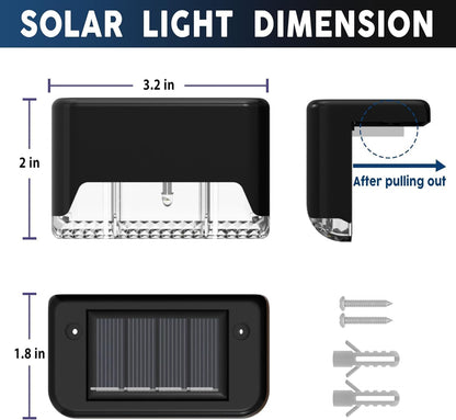 Waterproof LED Solar Powered Deck Stair Outdoor Light for Railing, Wall Garden,Pathway, Backyard, Patio, and Balcony Decoration (4)