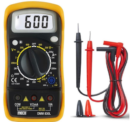 DMM-830L 3½ Digits 2000 Counts AC Voltage,DC Voltage,DC Current (1 Year Warranty) Digital Multimeter (Yellow, Black 2000 Counts)