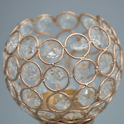 Crystal Globe Pillar Wedding Centerpiece Votive Candle Holder Lamp-Gold