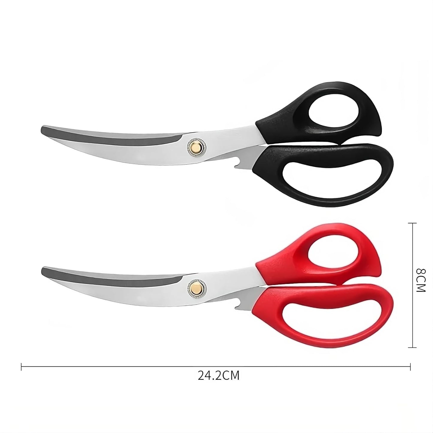 Top Chef Korean Shears, Kitchen Scissors for Chicken, Poultry, Fish, Seafood, Meat, Vegetables, Herbs, BBQ, Barbeque | Heavy Duty Stainless Steel (Red, 1 Pack)