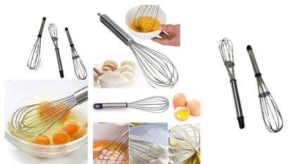 Kitchen Egg Ring Round Egg Cooker Ring for Cooking Stainless Steel Egg Beater Hand Blender Spiral Wire Whisk Mixer Silver Pack of 3 (8 inch)