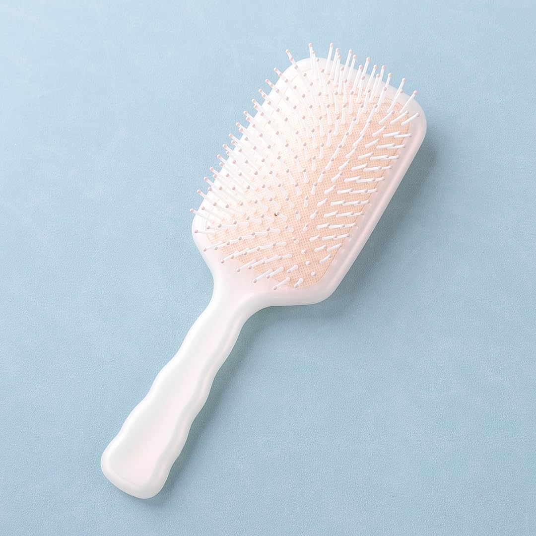 Hair Brush | Flexible Bristles | Paddle Brush with Cushioning for Smoothening out Curls, Straightening and Styling Hair|Wet & Dry Hair Pain Free Detangling (Beige)