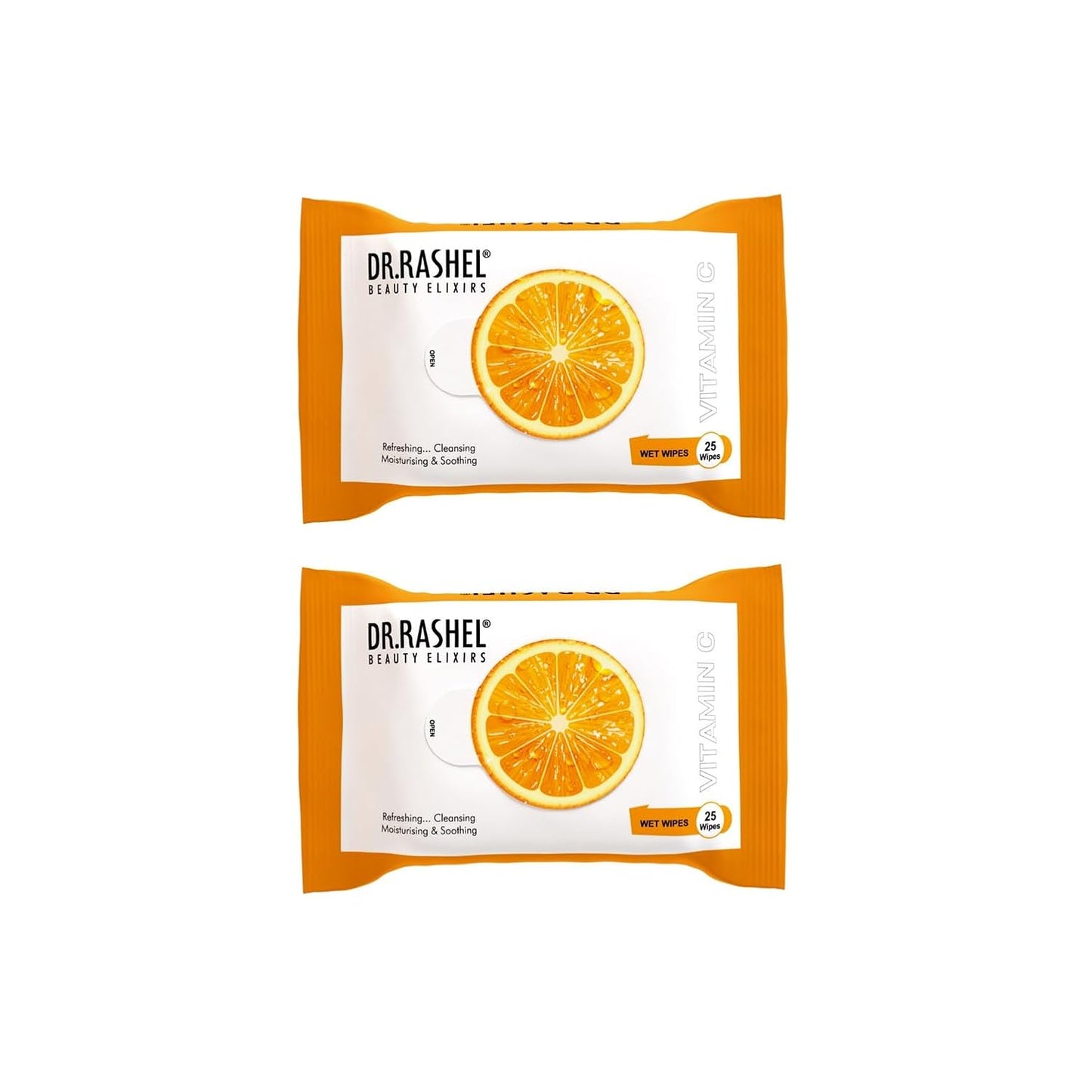 Vitamin C Pack of 2 Face Wipes, Enriched with goodness of Vitamin C and Aloe Vera Extract | For Multi purpose use | Gives Refreshing and Glowing Skin.(25 pc x 2)