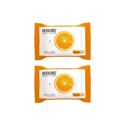 Vitamin C Pack of 2 Face Wipes, Enriched with goodness of Vitamin C and Aloe Vera Extract | For Multi purpose use | Gives Refreshing and Glowing Skin.(25 pc x 2)