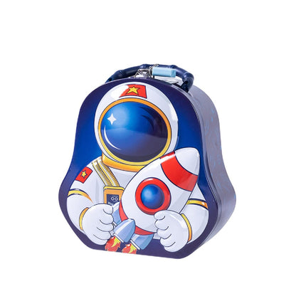 Piggy Bank For Kids – Space Money Saving Tin Coin Bank With Lock And Key, Metal (Blue), Modern