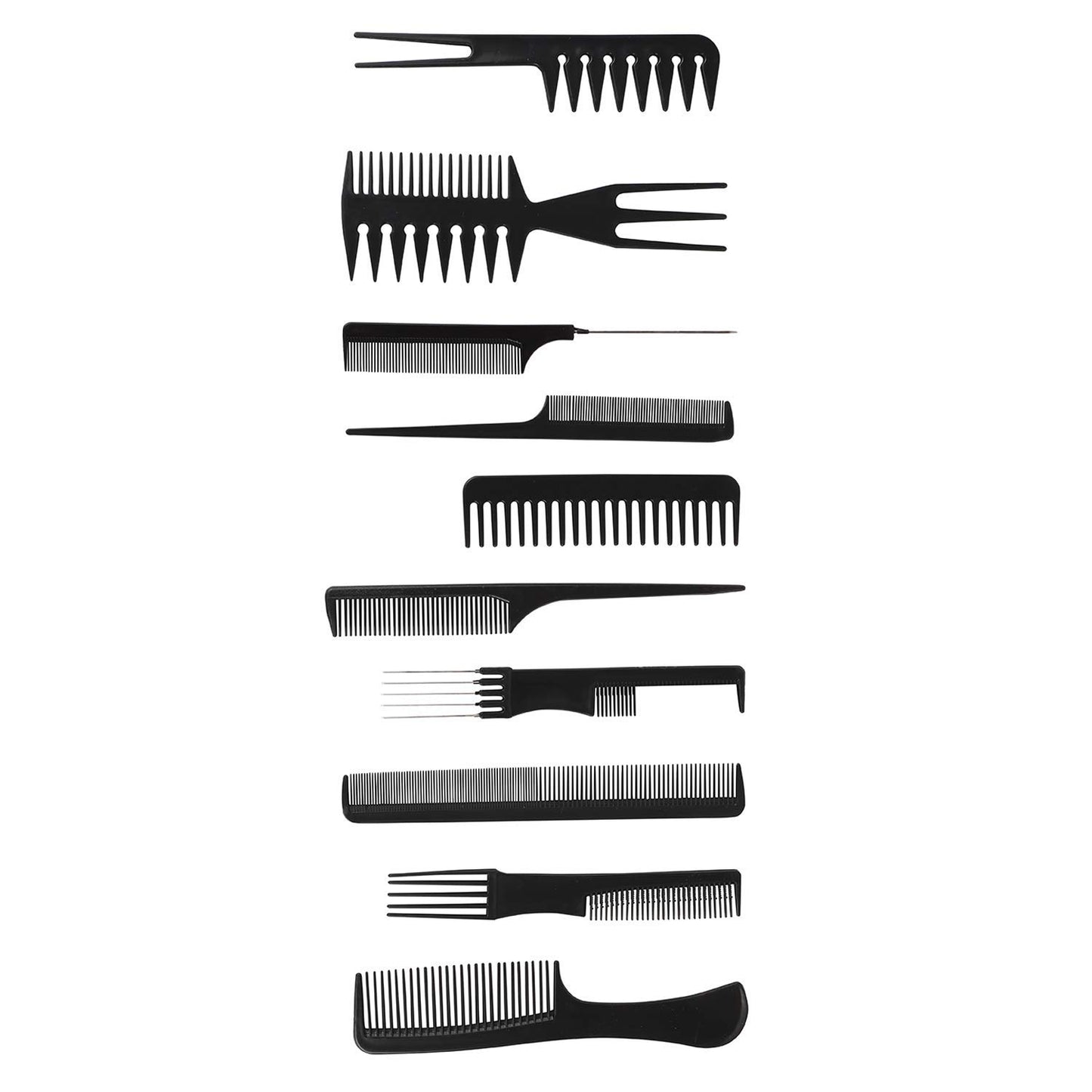 Hair Cutting and Styling Comb Kangi Salon Kit Combs Cumb Come Hair Comp - Combo Set of 10; Black (Black) (combo)