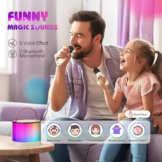 Karaoke Machine for Kids Adults, Mini Portable Blue-Tooth Karaoke Speaker with Wireless Microphone and Dynamic Lights Birthday Gift Home KTV Outdoor Travel